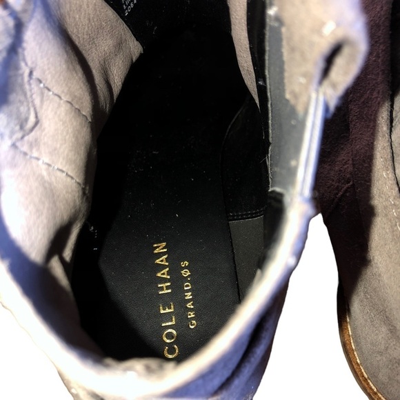 Cole Haan Jensynn Grey Suede Wrapped Buckle Booties Chunky Heel 7 - Picture 8 of 11